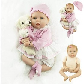 ZIYIUI Réalité Reborn Fille 22 inch 55 cm Reborn Poupée Bébé Girls Doll Silicone Souple Vinyle Simulation Nouveau-né Garçon J