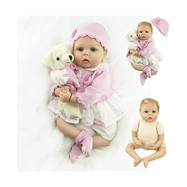 ZIYIUI Réalité Reborn Fille 22 inch 55 cm Reborn Poupée Bébé Girls Doll Silicone Souple Vinyle Simulation Nouveau-né Garçon J