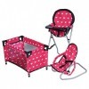 THE NEW YORK DOLL COLLECTION Doll Mega Set Chaise Haute, 3-1 transat et Pack n Play de Couleur Rouge pour poupées de 18 Pouce