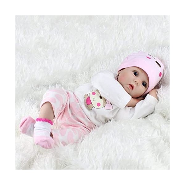 SYP 55 cm Yeux Ouverts Reborn Bébé poupée Silicone Vinyle 22 Pouces Reborn Baby Doll Magnétique Bouche Pas Cher Jouets