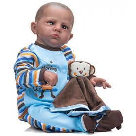 iCradle Poupées Reborn en silicone pour nouveau-né - Aspect réaliste - Afro-Américain - 58,4 cm - Fait à la main - Cadeau da