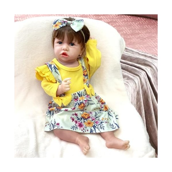 FARMAHAR Newborn Baby, 18Pouces 46Cm Mignon Bebe Reborn Realiste Silicone, Meilleur Cadeau danniversaire pour 3+ Filles,E-Gi