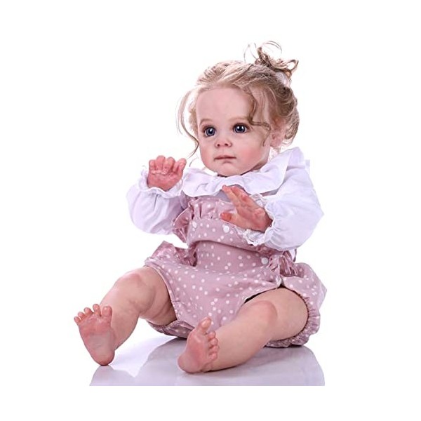 ZIYIUI 24 Pouces 60 cm Poupée Reborn Realiste Vinyle de Silicone Souple Baby Dolls Bebe Reborn Fille Nouveau-né Bebe Reborn G