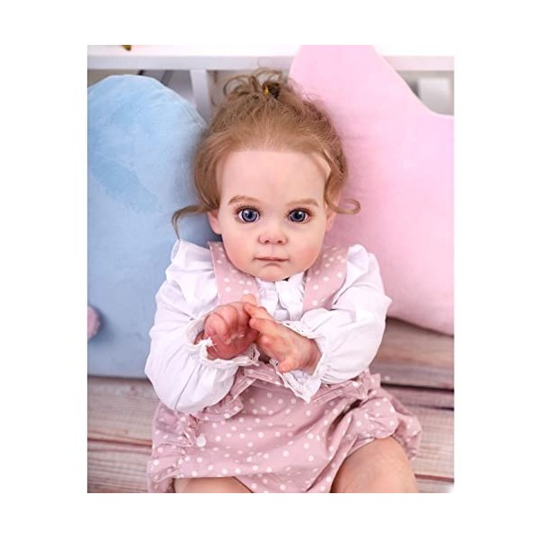 ZIYIUI 24 Pouces 60 cm Poupée Reborn Realiste Vinyle de Silicone Souple Baby Dolls Bebe Reborn Fille Nouveau-né Bebe Reborn G