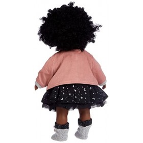 Llorens Poupée Zuri 1053526 avec Boucles Noires et Yeux Bruns, poupée Tendance avec Corps Doux, Tenue Tendance 35 cm