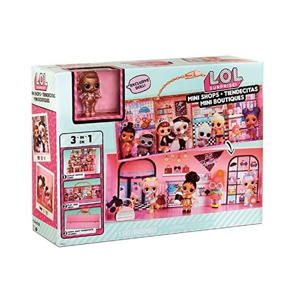 LOL Surprise Mini Shops Coffret – Jouet 3-en-1, vitrine & mallette de transport – Avec 1 poupée Exclusive- + de 55 poupées & 