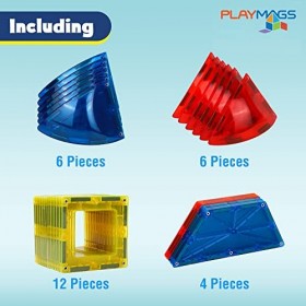 Playmags 28pcs 3D Blocs magnétiques pour Les Enfants - en Savoir Formes, Couleurs, et Alphabet STEM Jouets magnétiques Dévelo