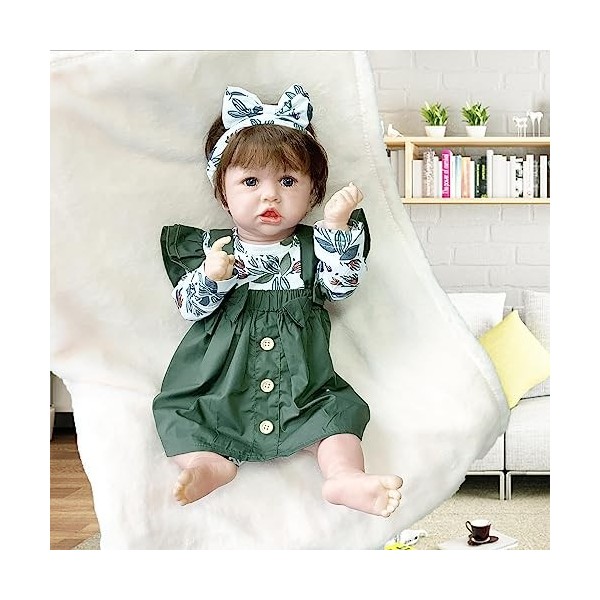 FARMAHAR PoupéE Reborn, 18Pouces 46Cm Regardez RéEl Poupee Reborne Silicone Fille, IdéAl pour Les Enfants De 3 Ans Et Plus co