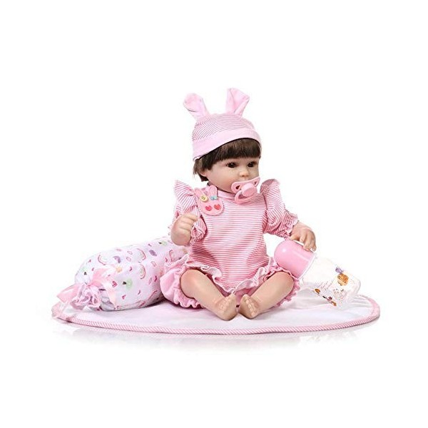 Baryuu Reborn Poupée Bébé Silicone Bébé Reborn-Biberon 42cm avec tétine