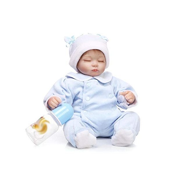 Baryuu Reborn Poupée Bébé Silicone Bébé Reborn-42cm avec tétine et biberon