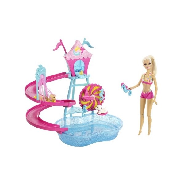 Mattel V6982 : Poupée Barbie et Parc Aquatique pour chiots