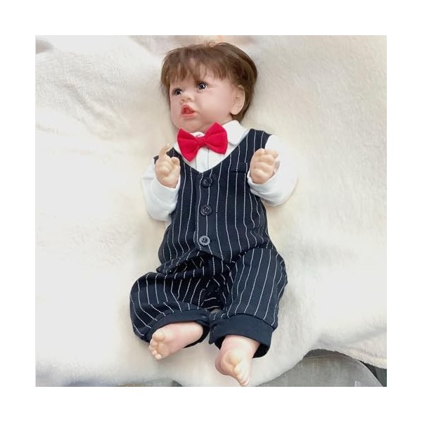 FARMAHAR PoupéE Reborn Fille, 18 Pouces Paquet avec Jouets dalimentation Bebe Reborn en Silicone, Meilleur Cadeau danniver