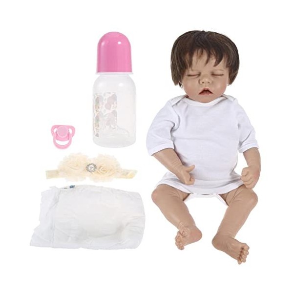 oueyfer Jouet en vinyle souple de 45,7 cm - En silicone - Pour bébé fille réaliste - Avec bandeau - Caucasienne interactive é