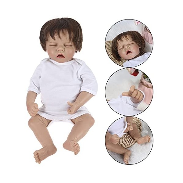 oueyfer Jouet en vinyle souple de 45,7 cm - En silicone - Pour bébé fille réaliste - Avec bandeau - Caucasienne interactive é