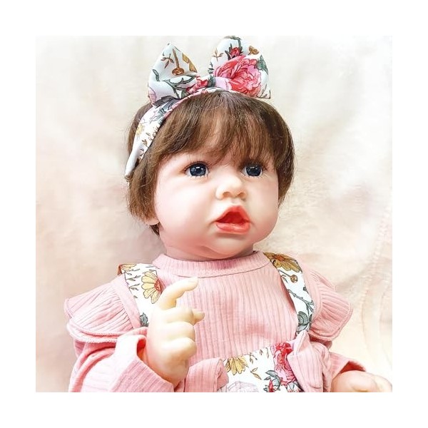 FARMAHAR BéBé Fille PoupéE, 18 Pouces 46 Cm Lavable Poupee Reborne Silicone Fille, Cadeau danniversaire De NoëL De 3 Ans Et 