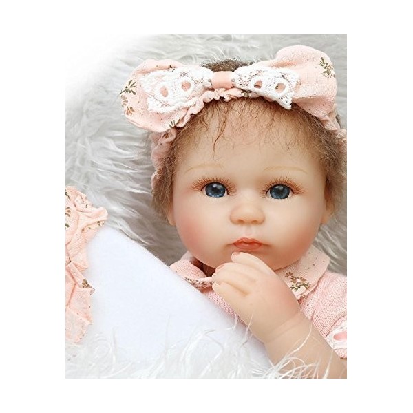 LILITH Poupée reborn de 43,2 cm en silicone réaliste, nouveau-né fille, mohair raciné à la main yeux bleus 