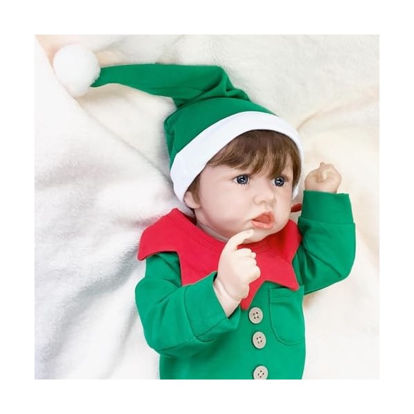 FARMAHAR Poupe Reborn, 18Pouces Fait Main PoupéE Reborn Silicone Fille De Compagnon pour NoëL,B-Girl