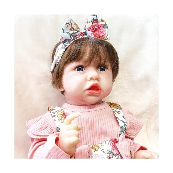 Poupee Newborn Fille, 18Pouces Paquet avec Jouets dalimentation BéBé Reborn Fille en Silicone, Cest pour Les Enfants,B-Girl