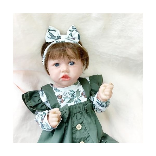 Poupee Newborn Fille, 18Pouces Paquet avec Jouets dalimentation BéBé Reborn Fille en Silicone, Cest pour Les Enfants,B-Girl