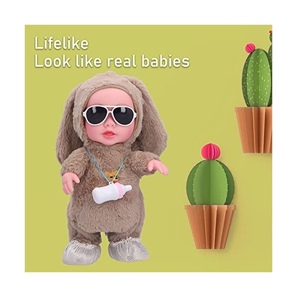 Gind Poupée bébé électrique, Perroquet Musique réaliste bébé poupée Chantant pour avec bébé Biberon poupée Marron Sac 