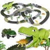 TUMAMA Dinosaure Jouet Piste de Course,281 Jouets Train de Dinosaures Cadeau pour Les Enfants de 3 4 5 6 Ans,Chemins de Fer F
