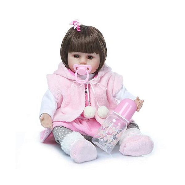 Baryuu Reborn Poupée Bébé Silicone Bébé Reborn-40cm avec tétine et biberon