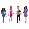 Barbie Coffret Métiers du Sport avec 4 Poupées 4 Métiers Directrice Sportive, Entraîneuse, Arbitre Et Journaliste Sportive, a