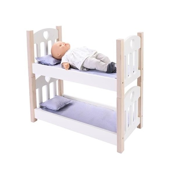 Engelhart - 606011 - Lits superposés en Bois pour poupées Rose/Blanc - 50 x 26 x 47 cm - à partir 3 Ans