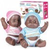Prextex Ensemble de mini poupées jumeaux noires – 19,1 cm mignonnes bébé garçon et fille – Meilleur cadeau pour bébé et petit