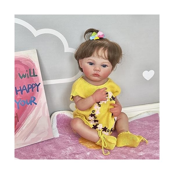 Pinky Reborn Baby Dolls Poupée réaliste en vinyle de silicone avec jouet lavable anatomiquement correct pour enfants de 3 ans