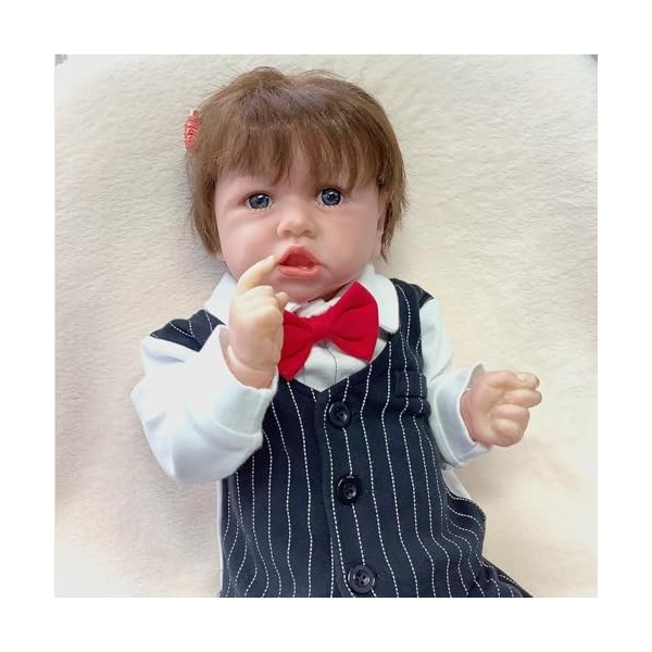 FARMAHAR Bebe Newborn Fille, 18Pouces 46Cm Mignon PoupéE en Vinyle De Silicone, Cadeau danniversaire De NoëL De 3 Ans Et Plu