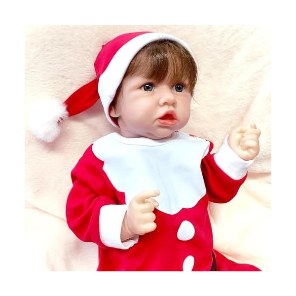 FARMAHAR Bebe Newborn Fille, 18Pouces 46Cm Mignon PoupéE en Vinyle De Silicone, Cadeau danniversaire De NoëL De 3 Ans Et Plu
