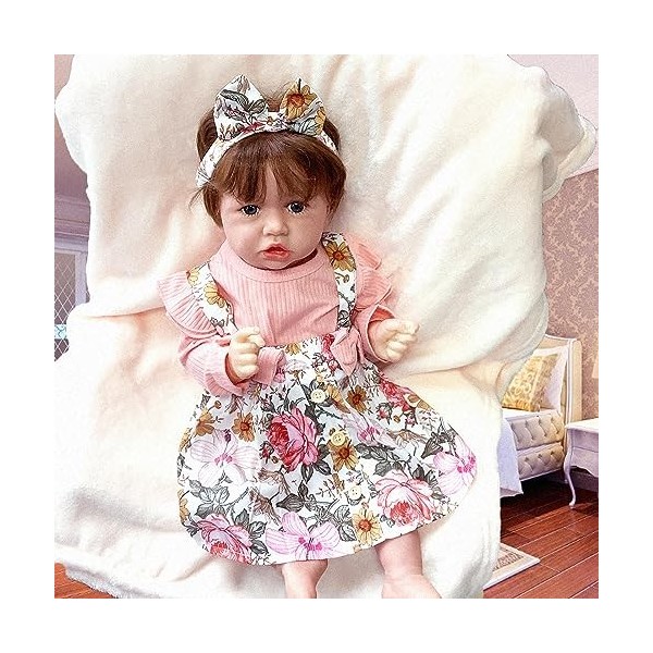 FARMAHAR PoupéE Reelle, 18Pouces Mignon BéBé Reborn RéAliste Silicone, Convient Aux Enfants De 3 Ans Et Plus Ou Aux Favoris,B