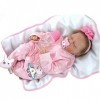 ZIYIUI Poupée Reborn Bébé Fille 22 Pouces 55 cm Vinyle de Silicone Souple Simulation Nouveau-Né Jouet Réalité Fait Main Cadea