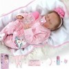 ZIYIUI Poupée Reborn Bébé Fille 22 Pouces 55 cm Vinyle de Silicone Souple Simulation Nouveau-Né Jouet Réalité Fait Main Cadea