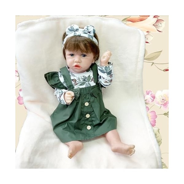 FARMAHAR PoupéE BéBé RéAliste, 18Pouces 46Cm Regardez RéEl Bebe Reborn Silicone Fille, Meilleur Cadeau pour Les Filles,E-Boy