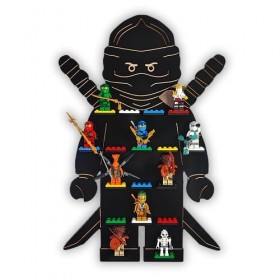 Étagère murale en bois pour 17 figurines Ninja Boy Noir