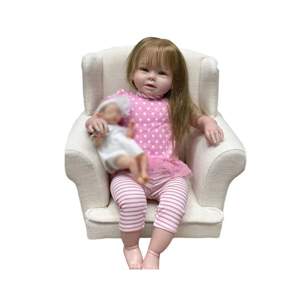 Lonian 22 Pouces 55 cm Fait à la Main Reborn bébé Fille poupée avec Corps en Coton Doux Toucher réel pour Les Enfants Jouer J