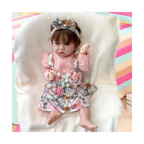 FARMAHAR Poupees Bebe, 18 Pouces Travail Manuel BéBé Reborn Silicone Fille, Meilleur Cadeau danniversaire pour Les Filles De