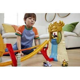 Hot-Wheels The Super Mario Bros Le Film, Circuit Royaume de la Jungle, Île de Kong, 1 mini-véhicule échelle 1:64 inclus, joue