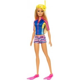 Barbie La Magie des Dauphins poupée blonde avec masque, tuba et palmes, jouet pour enfant, FBD73