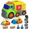 Jouets de voiture pour tout-petits garçons et filles de 1, 2, 3, 4 ans, camion poubelle avec son et lumière, ensemble de jeu 