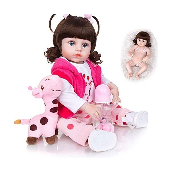Poupée Bébé Reborn Petite Poupée Réaliste De 19 Pouces avec Vêtements, Cadeau danniversaire, G pour Enfants E