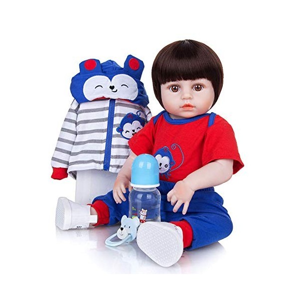 Poupée Bébé Reborn Petite Poupée Réaliste De 19 Pouces avec Vêtements, Cadeau danniversaire, G pour Enfants E
