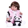 Poupées Reborn Bébé Fille Yeux Marrons 18,8 Pouce 48 Cm Silicone Souple Reborn Real Life Poupées Bébé Nouveau-Né avec Bouche 