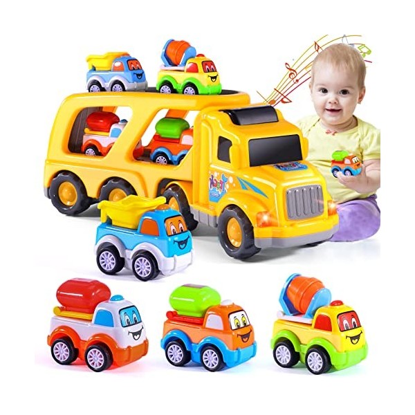 Camions jouets pour tout-petits garçons de 2, 3, 4, 5 ans, 5 en 1,  véhicules de chantier, jouets pour enfants, garçons et fil