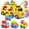 Camions jouets pour tout-petits garçons de 2, 3, 4, 5 ans, 5 en 1, véhicules de chantier, jouets pour enfants, garçons et fil