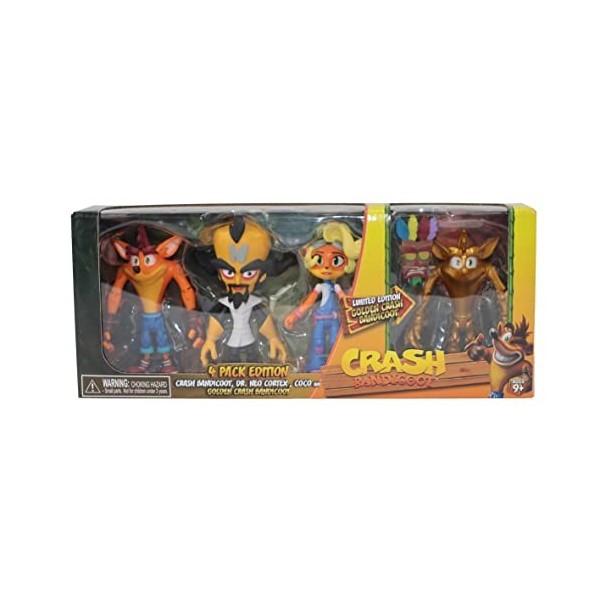 Crash Bandicoot HE21525 Lot de 4 Figurines de Jeu rétro à Collectionner pour Enfants 11 cm