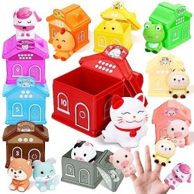 MOJINO Montessori Jouet Bebe 1 2 Ans, Cadeau Enfant 18 Mois an Fille Garcon, La Ferme des Animaux Jeux Marionnettes À Doigts