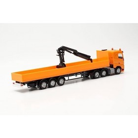 Herpa- Volvo Maquette Camion FH FD 2020 Semi-remorque à Plateau avec Grue de Chargement, échelle 1/87, Model Allemand, pièce 